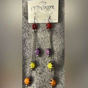 Multicolor Skull Dangle Earrings